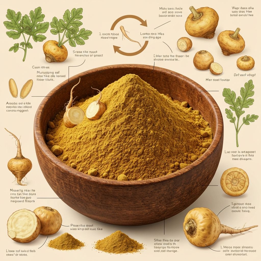 Maca root powder educational display